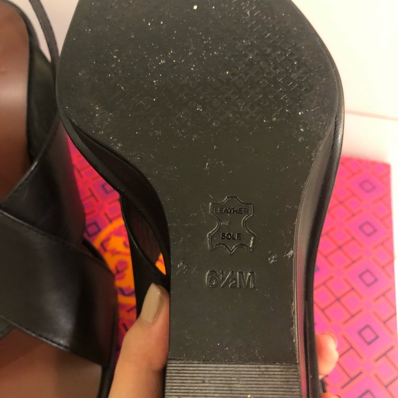 Tory Burch Black Gabrielle Wedge Sandals Shoes - Picture 8 of 8